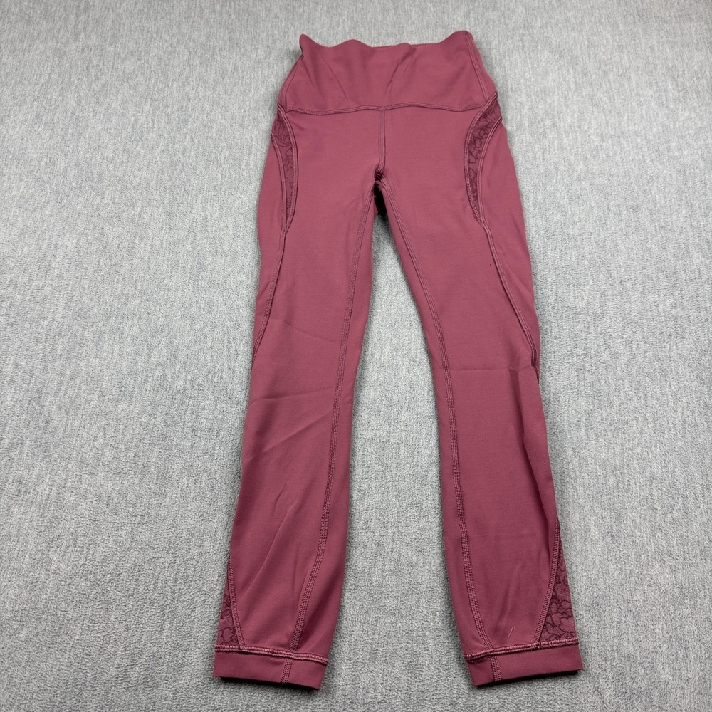 Lululemon Leggings Women 0 Pink Wunder Under Crop‎ High-Rise 23" Flocked Everlux